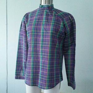 Vintage 80s Plaid Country Western Girls Shirt